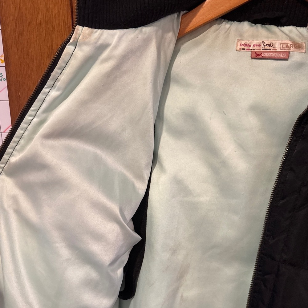 Triple Five 555 Soul puffer jacket‎ Large black vintage down Y2K skater - Picture 5 of 10